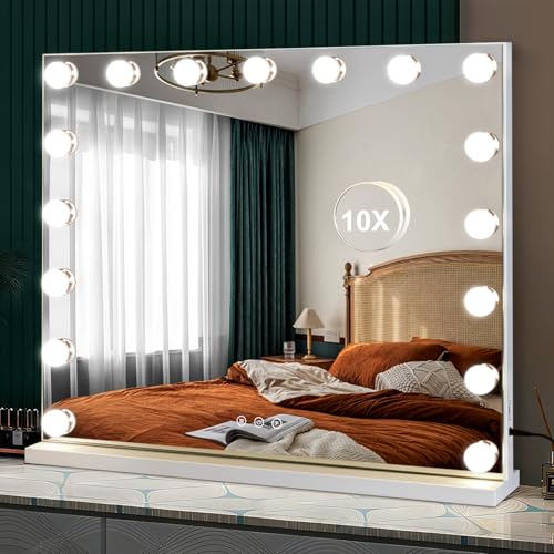 M MIVONDA Large Vanity Mirror, Lighted Makeup Mirror with 17 Bulbs Lights - color: 24” X 20”