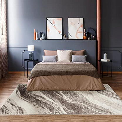 LUXE WEAVERS Abstract Art Deco Area Rug Brown 4x5 - color: Brown, size: 4' x 5' (Rectangular)