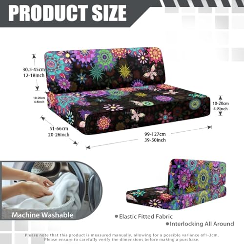 Boho Mandala Butterfly RV Dinette Cushion Covers 2 Pieces,Washable Camper Cushion Slipcovers Replacement Sofa Cushions Slipcovers for Travel Trailer Couch - color: Boho Mandala Butterfly