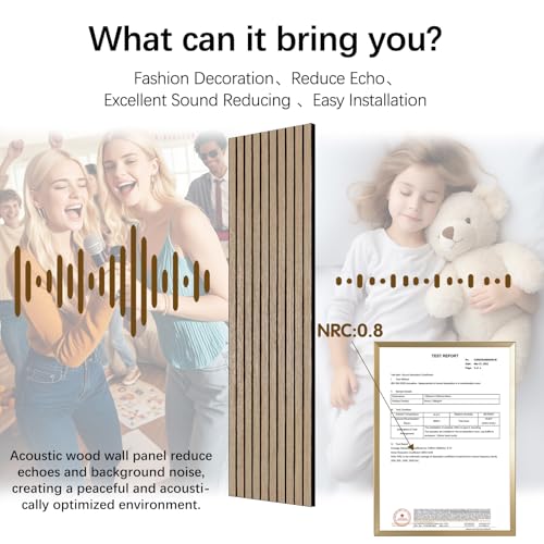 Acoustic Wood Wall Panels, 2 PCS Slat Wall Panels - Walnut Veneer Soundproof Panels for Home & Office, 94.5" Extra-Long Easy Peel & Stick Panels for Walls (11.8"W x 94.5"L) - color: Walnut-2 Packs