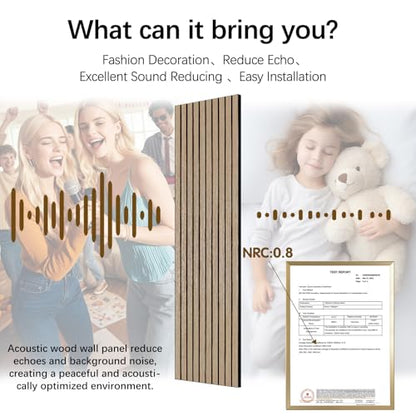 Acoustic Wood Wall Panels, 2 PCS Slat Wall Panels - Walnut Veneer Soundproof Panels for Home & Office, 94.5" Extra-Long Easy Peel & Stick Panels for Walls (11.8"W x 94.5"L) - color: Walnut-2 Packs