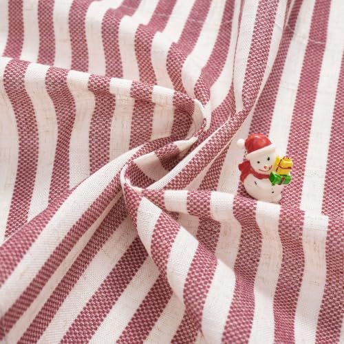 jinchan Linen Boxter Stripe Valances for Window 16 inch, Xmas Red, 1 Panel - color: Boxter Stripe | Xmas Red on Linen, size: 50"W x 16"L (Pack of 1)