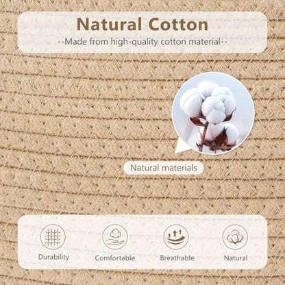 ECDYQXVU 15x10x9 Inch Woven Cotton Rope Storage Basket, 1 Pack - color: Jute/Brown, size: 1 Pack