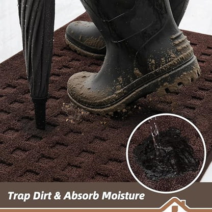 BEQHAUSE Dirt Trapper Door Mats 36"x60", Non Slip Washable, Dark Brown - color: Dark Brown, size: 36" X 60" (Rectangular)