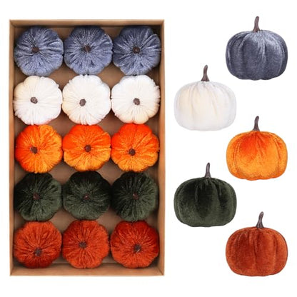 Super Holiday 15PCS Fall Pumpkins for Indoor Autume Thanksgiving Home Decor