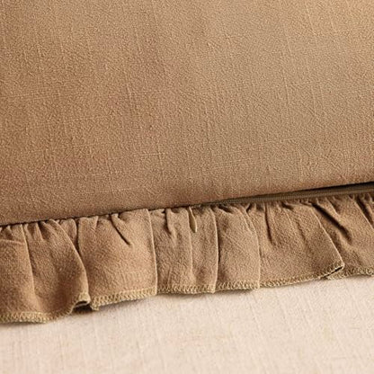 Foindtower Linen Fringe Ruffle Throw Pillow Covers 18×18 Inch Orange Brown - color: Hazel, size: 18" x 18" (Pack of 2)