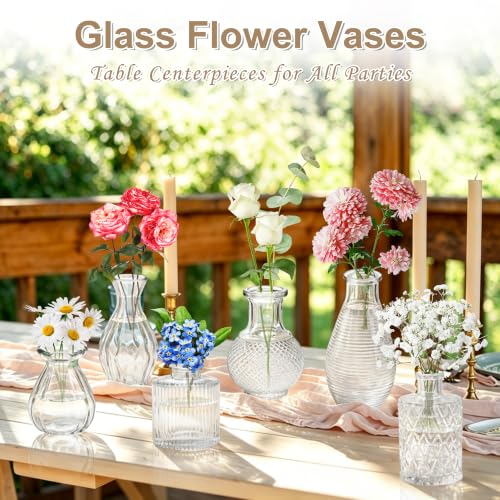 KJHL Glass Bud Vases Set of 12, Small Flower Vases for Wedding Centerpiece - size: 12 Pcs