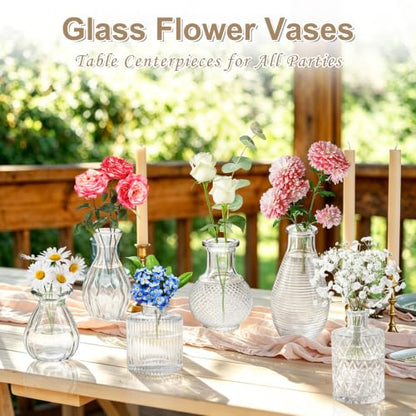 KJHL Glass Bud Vases Set of 12, Small Flower Vases for Wedding Centerpiece - size: 12 Pcs