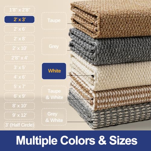 Dirt Trapping Door Mat 24"x36", Off White Faux Jute Entryway Rug - color: White, size: 2' x 3' (Rectangular)