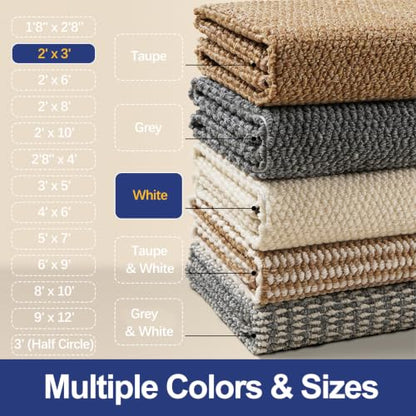 Dirt Trapping Door Mat 24"x36", Off White Faux Jute Entryway Rug - color: White, size: 2' x 3' (Rectangular)
