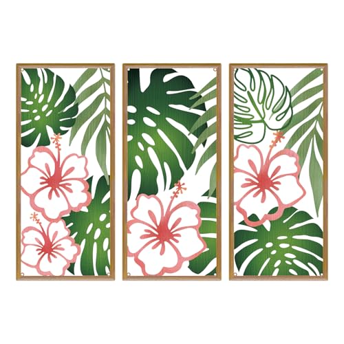 Resama Palm Leaves Metal Wall Decor 3 Pcs Tropical Wall Art - color: Fresh Style