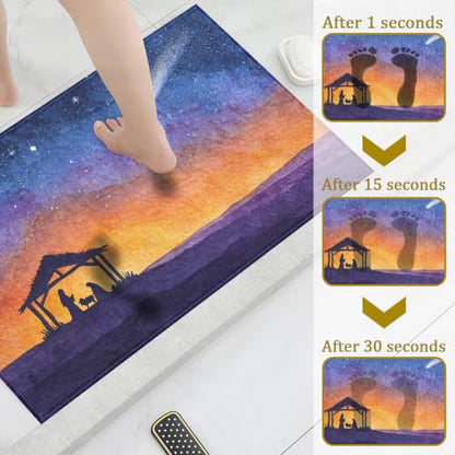 The Nativity of Jesus Bath Mat Rug, Christian Bless Door Mat Doormat Entrance Non-Slip Bathroom Rugs for Entryway Bathroom Kitchen 17 x 30 Inch - color: The Nativity of Jesus