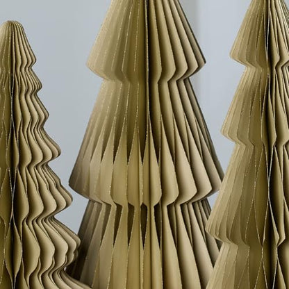 Winter Honeycomb Set of 3 Paper Trees (Large Set 3 Moss) - color: Large Set 3 Moss
