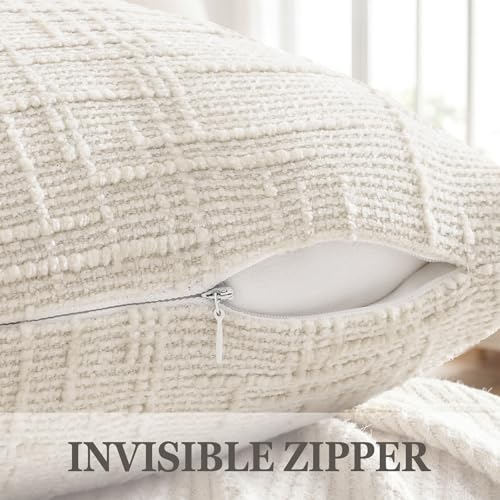 Pallene Cream White Textured Chenille Throw Pillow Covers 26x26 Set of 2 - color: Cream White, size: 26" x 26" (Pack of 2)