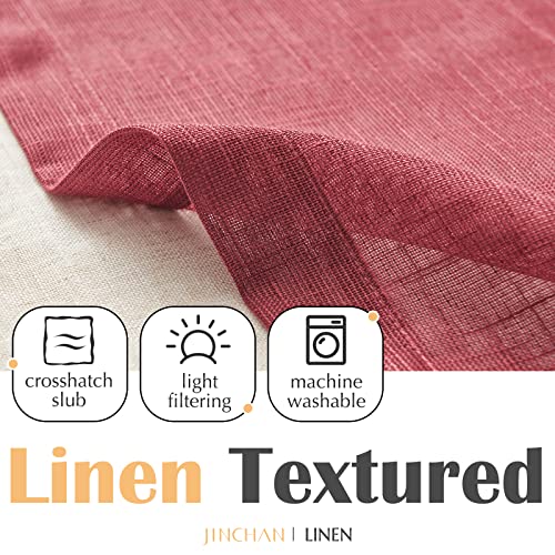 jinchan Kitchen Valance Curtain Double Layers, 50x16, 1 Panel, Burgundy - color: Double Layer | Burgundy, size: 50"W x 16"L (Pack of 1)