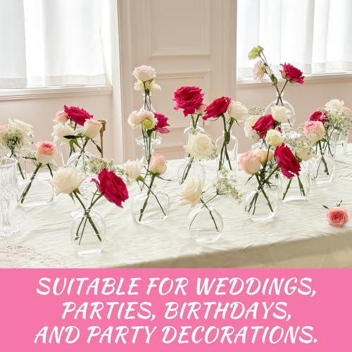 33pcs Glass Small Bud Vases Set - 9 Styles Clear Bud Vase - color: Clear Set of 33