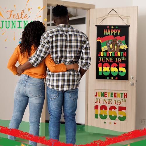 Tegeme 3 Pcs Happy Juneteenth Day Door Sign African American Flag - style: Juneteenth