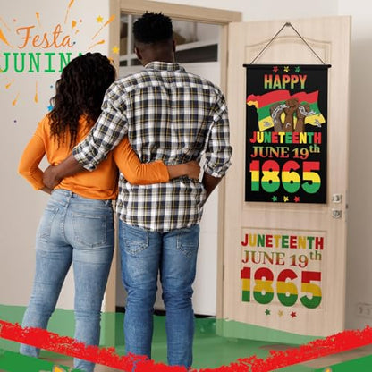 Tegeme 3 Pcs Happy Juneteenth Day Door Sign African American Flag - style: Juneteenth