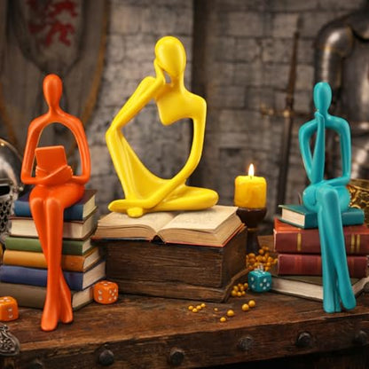 AceOrbit 3 Pcs Mid Century Modern Decor, Thinker Statues Bookshelf Decor - style: Thinker