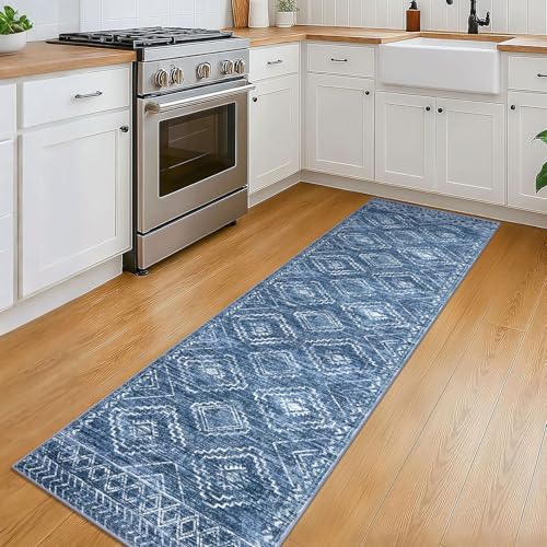 KILOCOCO Washable Runner Rug 2x6 ft Hallway Runners, Stonewashed Blue - color: Stonewashed Blue, size: 2' x 6' (Runner)