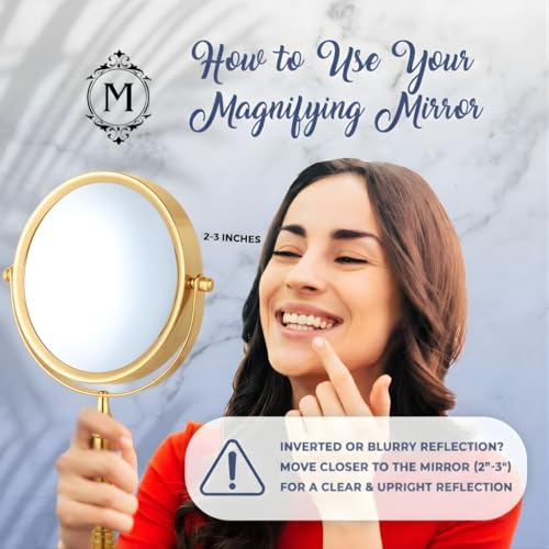 MIRRORVANA Double Sided 10X/1X Magnifying Makeup Mirror, 8" x 15" (Gold) - color: Gold