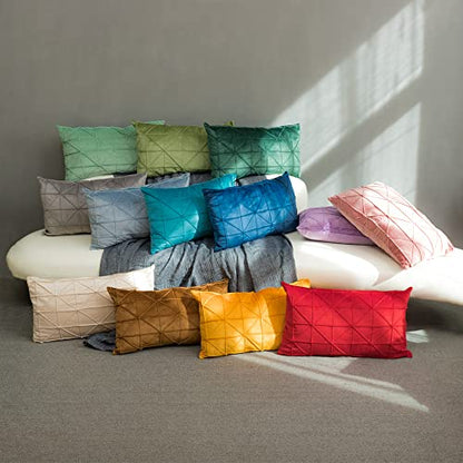 JWH Velvet Throw Pillow Cover, Green, 14x24 Inch - color: Green, size: 24" x 14" (Pack of 1)