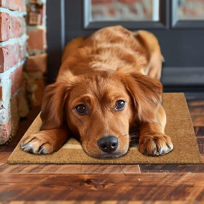 Coir Doormat - 17x30 inch Deep Groove Dirt Trapping Hello Design - color: Hello - Impression, size: 1'5" x 2'6" (Rectangular)