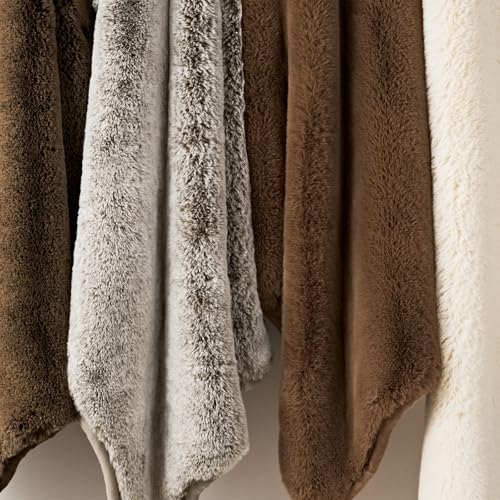 EverGrace Faux Chinchilla Fur Throw Blanket, 72"x90", Champagne Fawn - color: Champagne Fawn, size: 72"x90"
