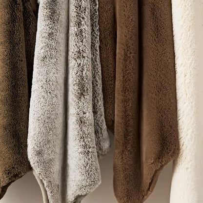EverGrace Faux Chinchilla Fur Throw Blanket, 72"x90", Champagne Fawn - color: Champagne Fawn, size: 72"x90"