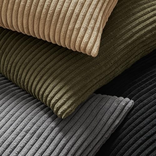 MIULEE Decorative Corduroy Throw Pillow Covers Set of 2 18x18 Olive Green - color: Olive Green, size: 18" x 18" (Pack of 2)