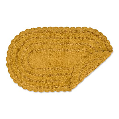 DII Crochet Collection Reversible Bath Mat, Large Oval, 21x34, Honey Gold - color: Honey Gold, size: 1'9" x 2'10" (Oval)
