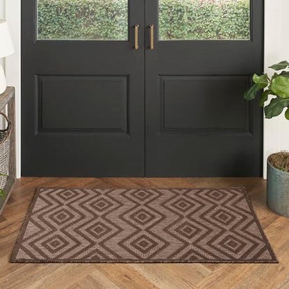 Nourison Home Versatile Brown 2' x 4' Area Rug - Easy Clean, Non Shedding, Bed Room, Living Room, Dining Room, Kitchen (2' x 4') - color: Brown, size: 2' x 4' (Rectangular)