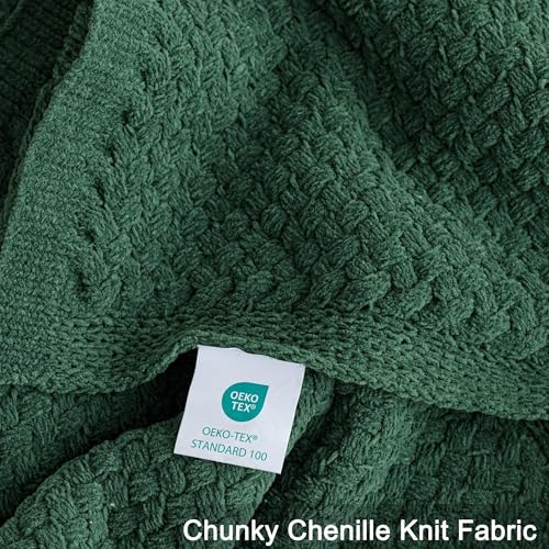 Whale Flotilla Summer Chunky Chenille Knit Throw Blanket for Couch Bed Sofa - color: Deep Green, size: Throw(50x60 Inch)
