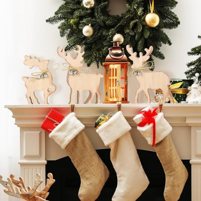 COCHIE Cute Christmas Tiered Tray Decor Indoor, Wooden Reindeer Christmas Tabletop Decorations and Xmas Tree Centerpiece, Reindeer Sign Standing Elk Decor for Home Party Decorations (Brown) - style: Brown