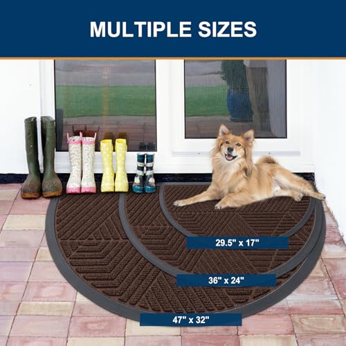 Smiry Half Circle Front Door Mat Outside Entrance, Rubber Doormat, 29.5x17 - color: Dark Brown, size: 29.5" X 17"