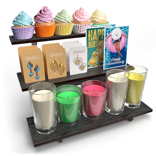 Wooden Tiered Display Stand, 3 Tier Display Table for Vendor Events - color: Black