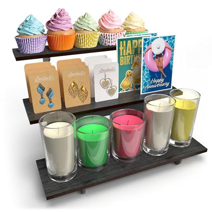 Wooden Tiered Display Stand, 3 Tier Display Table for Vendor Events - color: Black