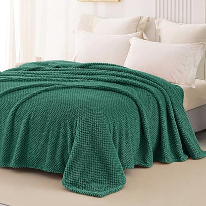 Whale Flotilla Soft Fleece Queen Size Bed Blanket, Emerald Green - color: Emerald Green, size: Queen(90x90 In)