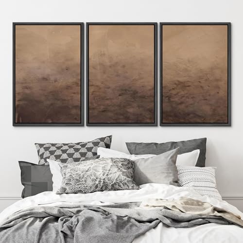 MUDECOR Framed Canvas Print Wall Art Minimalist Earthy Neutral Brown Abstract Illustrations Realism Decorative for Living Room, Bedroom, Office - 16"x24"x3 Black - color: A07-2502-m02, size: 16"x24"x3 Panels Black