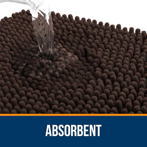 OLANLY Toilet Rugs U-Shaped 20x20, Soft Absorbent Chenille Contour Rugs - color: Brown, size: 20" X 20" Contour Rug