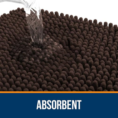 OLANLY Toilet Rugs U-Shaped 20x20, Soft Absorbent Chenille Contour Rugs - color: Brown, size: 20" X 20" Contour Rug