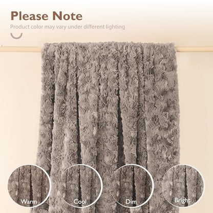 ALPHA HOME, Fluffy Polyester Throw Blanket, Throw Size, Light Coffee - color: Light Coffee, size: Throw