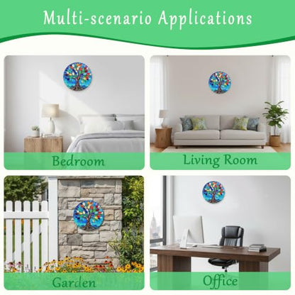 QZXYGY LED Stained Glass Round Wall Decorations, The Tree of Life Wall Art