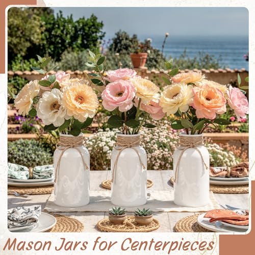12 Pack Mason Jar Vases for Centerpieces, White Glass Flower Vase - color: White