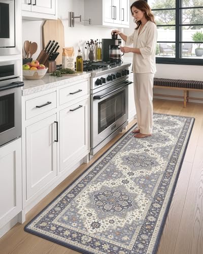 DEXI Kitchen Floor Mats Cushioned Anti Fatigue Runner Rug 24x87 Dark Grey - color: Dark Grey, size: 87"L x 24"W x 0.4"Th
