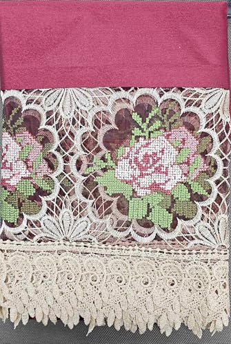Generic 3-Piece Set Embroidered Window Curtain 2 Panels 1 Valance for Kitchen Restaurant Bar BR (Burgundy BR-04) - color: Burgundy Br-04