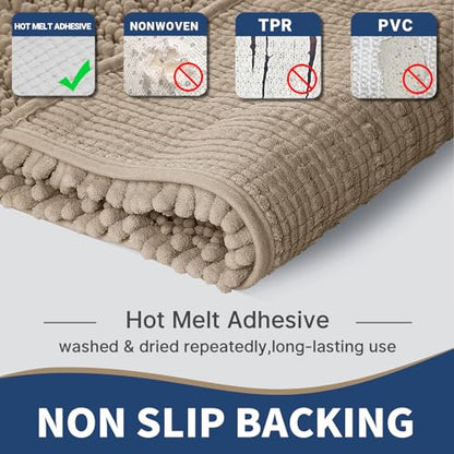 Yimobra Bathroom Rugs Sets 2 Piece, Super Absorbent Bath Mat Set,Pale Khaki - color: Pale Khaki, size: 24''x17''+24''x20''U-Shaped