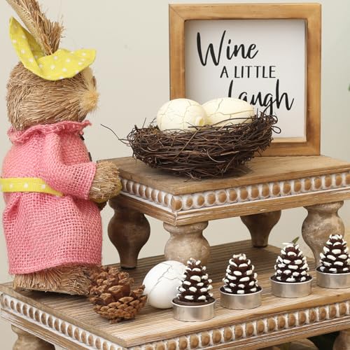 SwallowLiving Wooden Riser for display, Natural, Set of 3 - color: Natural
