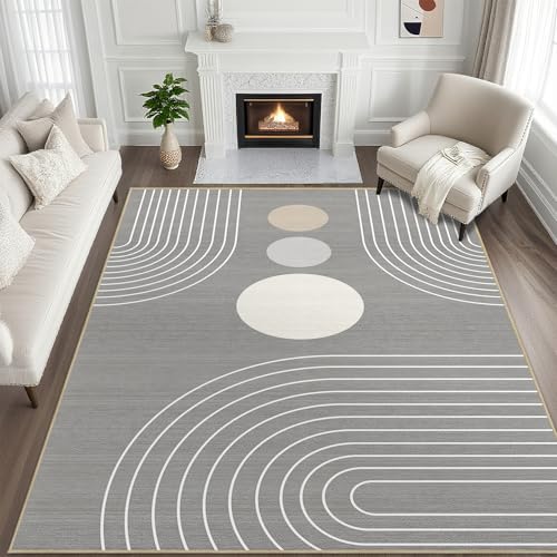 8x10 Boho Area Rug Living Room Modern Geometric Abstract Rug Washable Grey - color: Grey, size: 10' x 8' (Rectangular)