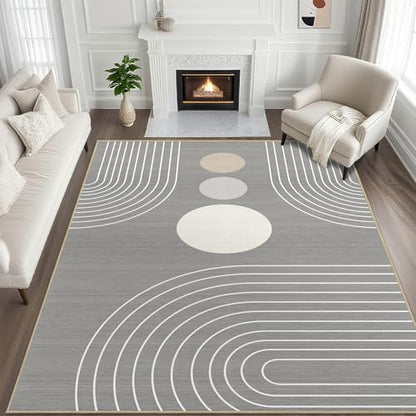8x10 Boho Area Rug Living Room Modern Geometric Abstract Rug Washable Grey - color: Grey, size: 10' x 8' (Rectangular)